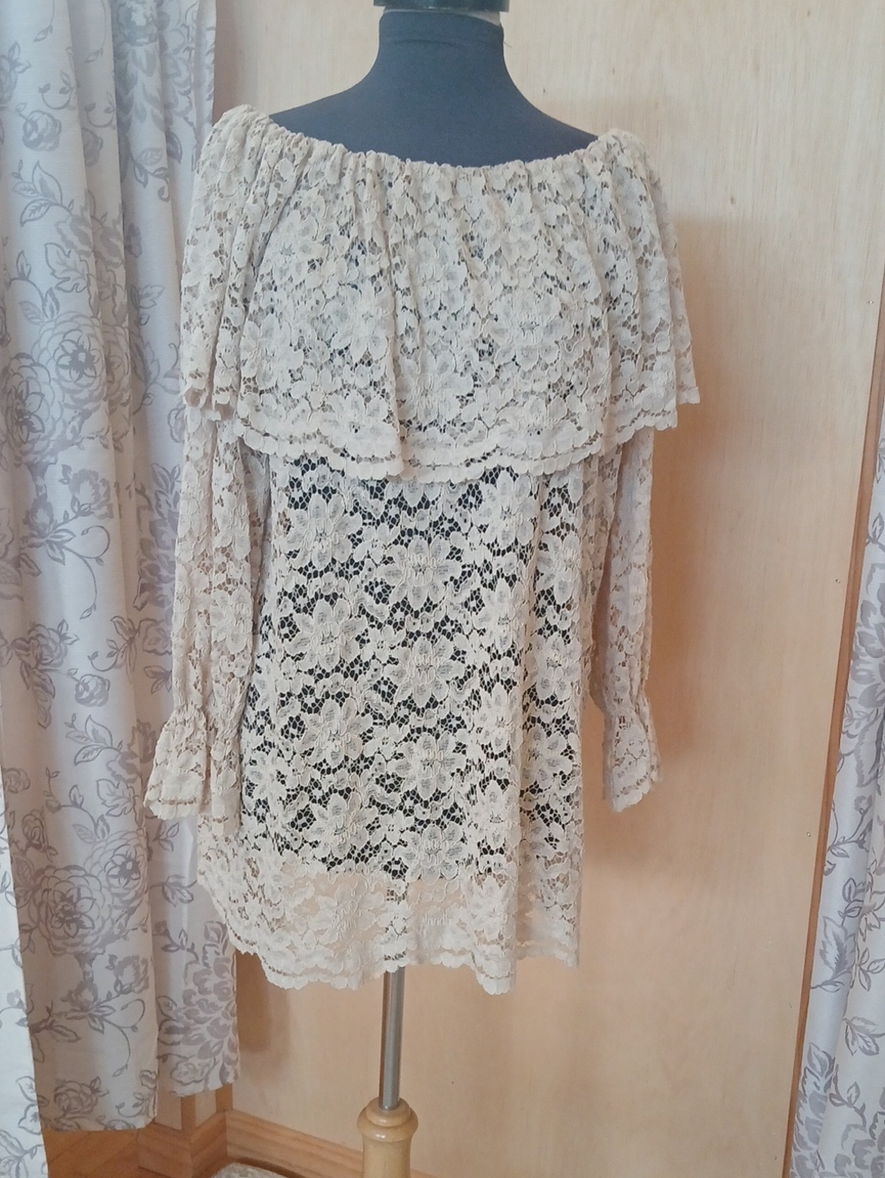 Vintage Victorias Secret Alencon Lace Off Shoulder Blouse